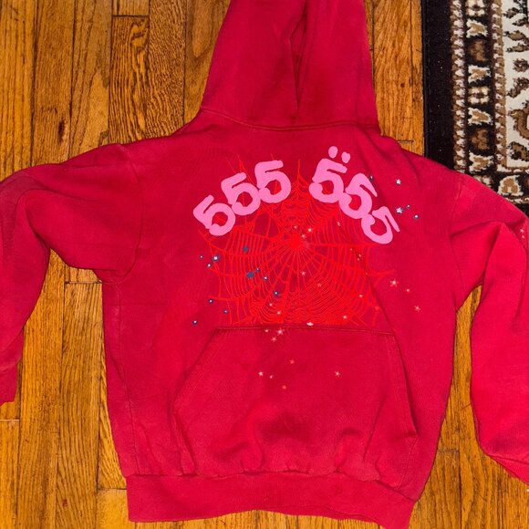 Small Red Sp5der Hoodie Angel Number 555 - Picture 1 of 3